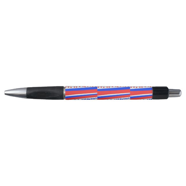 Stylo Cercles Rayures Bleu Blanc Rouge  (Devant)