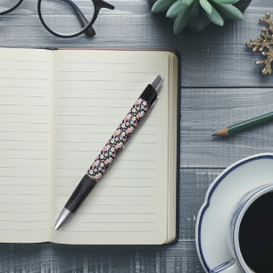 Stylo Chat Blanc Pastel Floral Noir Botanique Romantique