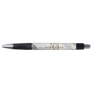 Stylo Chic White Gold Parties scintillant Agate Monogram
