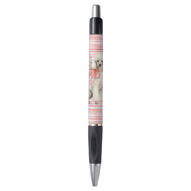 Stylo Chien Caniche Blanc Bonjour Beau (Devant (Vertical))