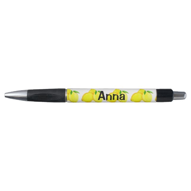 Stylo Citrons peints Aquarelle Motif de fruits jaunes (Devant)