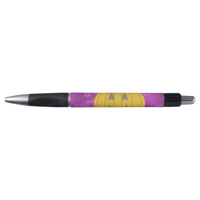 Stylo Citrouille moderne sur violet géométrique (Devant)