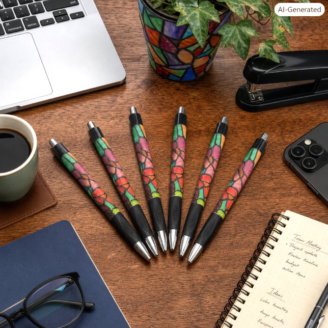 Stylo Classy Style Fleurs Verre Coloré  (Créateur téléchargé)