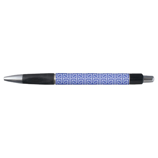 Stylo Clé Méandre Grecque Carré Motif H Bleu (Devant)