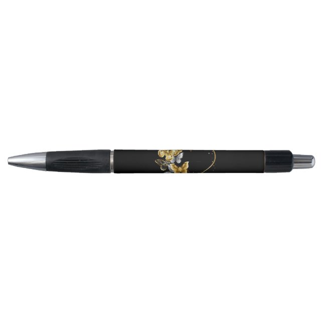 Stylo Coeur aux papillons d'or (Devant)