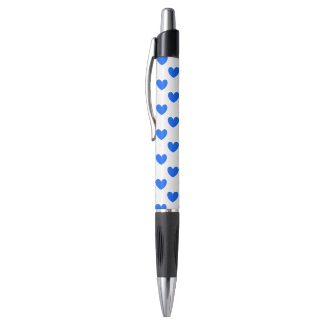 Stylo Coeurs polka bleu sur blanc (Haut (Vertical))