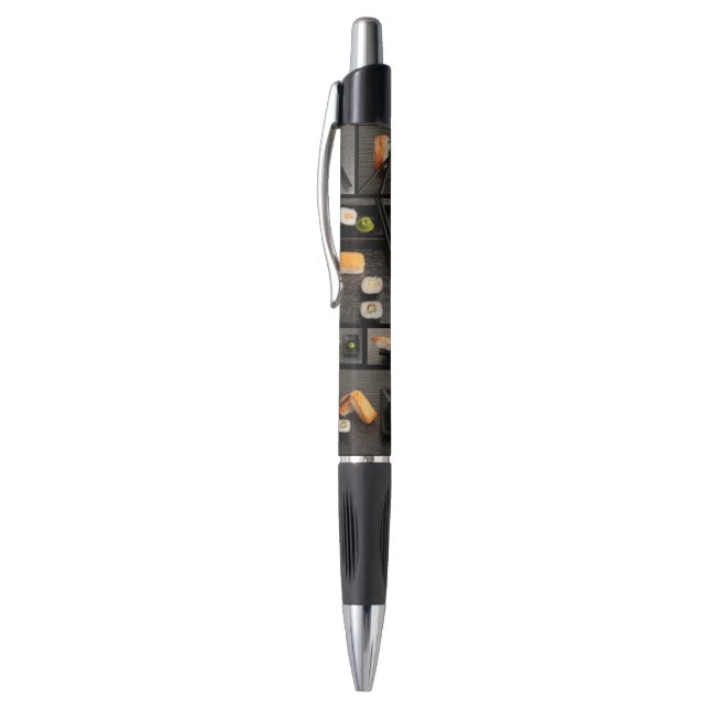 Stylo Collection de sushi sur l'arrière - plan noir (Haut (Vertical))