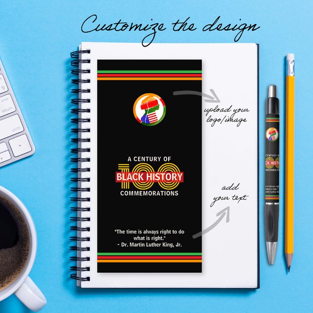 Stylo Commémoration du centenaire du Mois de l'histoire  (A Century of Black History Commemorations Black History Month Commemoration Logo & Text Custom Pen)