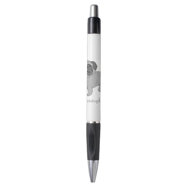 Stylo Conception de chien de Carlin gris personnalisée (Devant (Vertical))