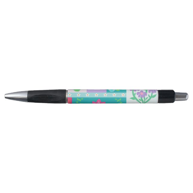 Stylo Conception de fleurs vibrantes en fleurs (Devant)
