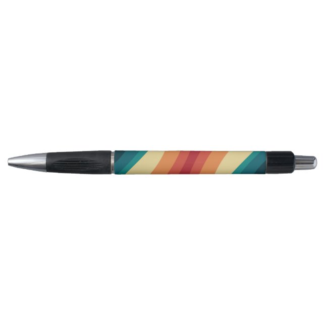 Stylo Conception d'ondes de style rétro multicolore (Devant)