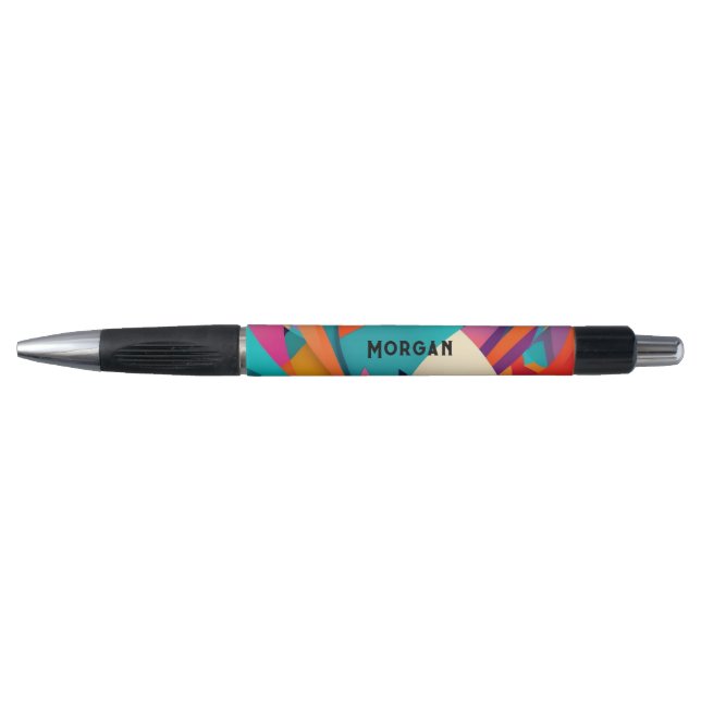 Stylo Conception géométrique colorée, nom ou monogramme (Devant)
