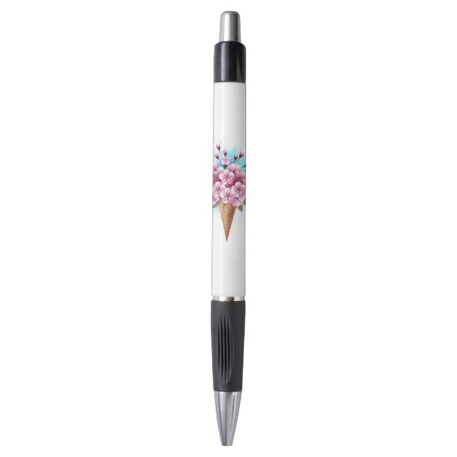 Stylo Cône rose Sakura crème glacée gaufre (Devant (Vertical))