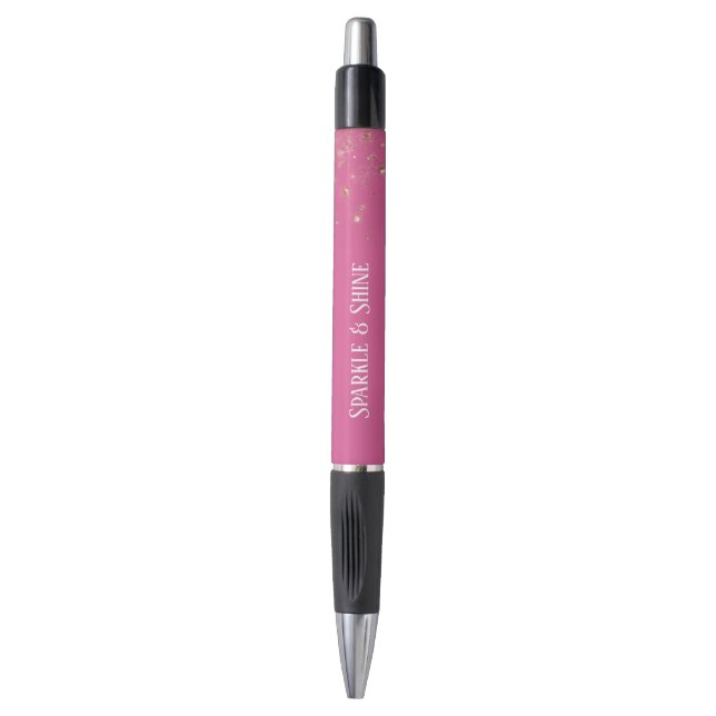Stylo Confettis scintillants or rose girly (Devant (Vertical))
