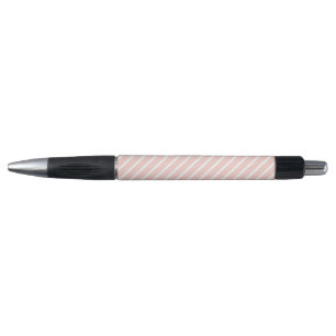Stylo Corail et blanc cinq bandes motif