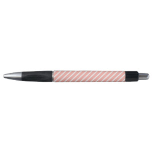 Stylo Corail vivant et blanc cinq bandes motif