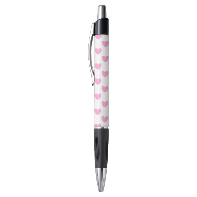 Stylo Coton Candy Pink coeurs sur blanc (Haut (Vertical))