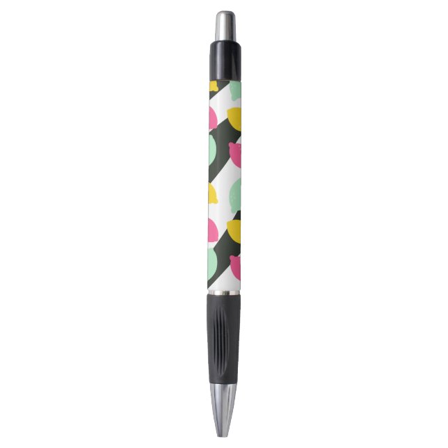 Stylo Couleur de citron pastel avec des rayures noires d (Devant (Vertical))