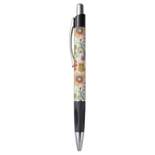 Stylo Couleur florale et hibou