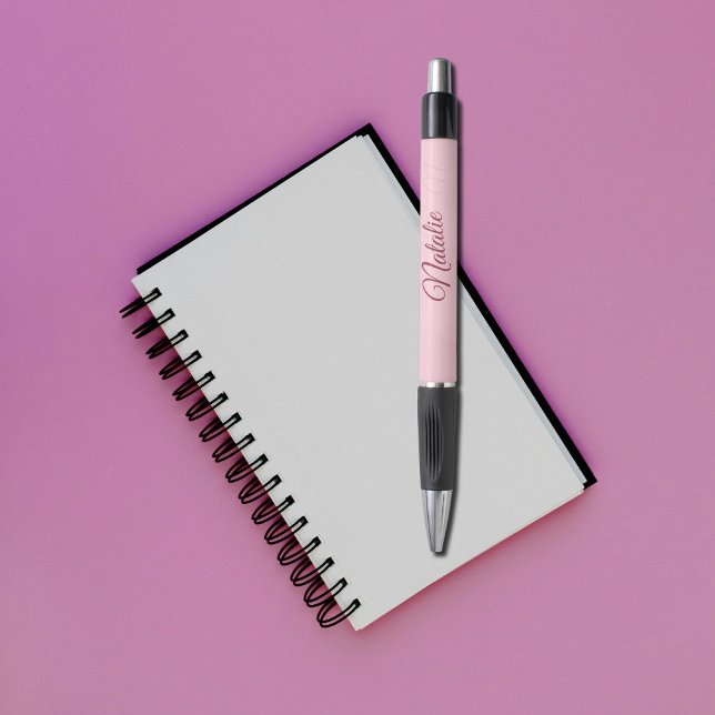 Stylo Couleur rose pastel monogrammée  (Créateur téléchargé)