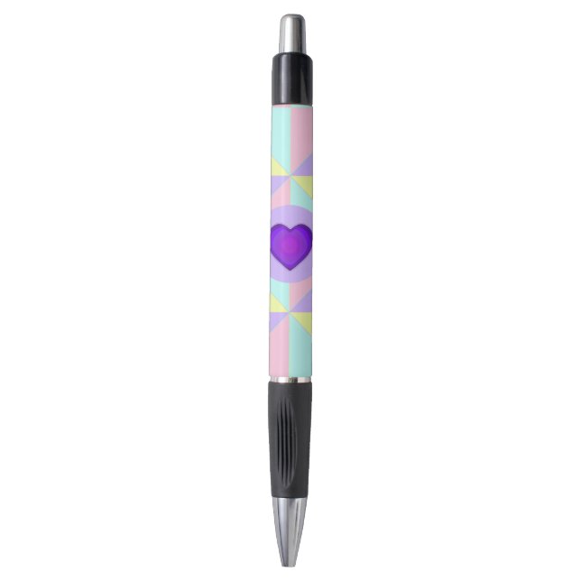 Stylo Couleurs pastel & coeurs violets battre (Devant (Vertical))