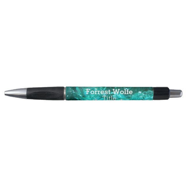 Stylo cristal de nature minérale quartz turquoise (Devant)