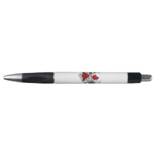 Stylo Croissant mécanique avec roses rouges