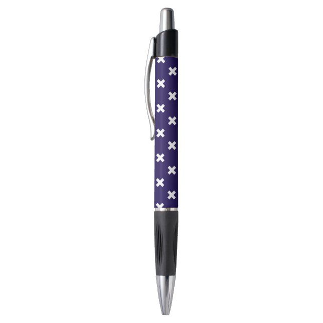 Stylo Croix blanches sur bleu marine (Haut (Vertical))