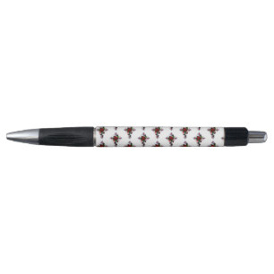 Stylo Croix d'argent avec une rose rouge