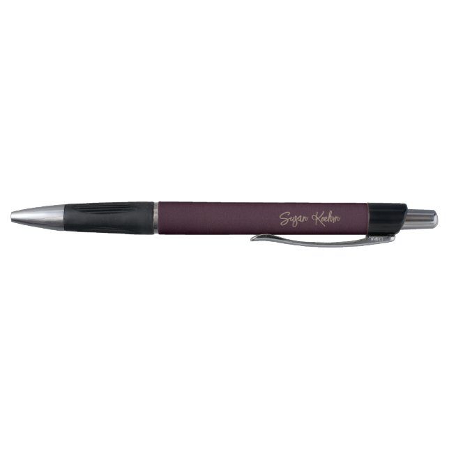 Stylo Cuir Bourgogne Aspect Écriture Dorée (Bas)