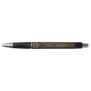 Stylo Cuir de chocolat de monogramme