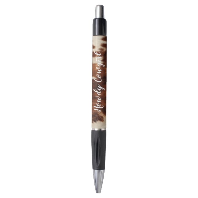 Stylo Cuir de vache couleur crème marron occidental   (Devant (Vertical))