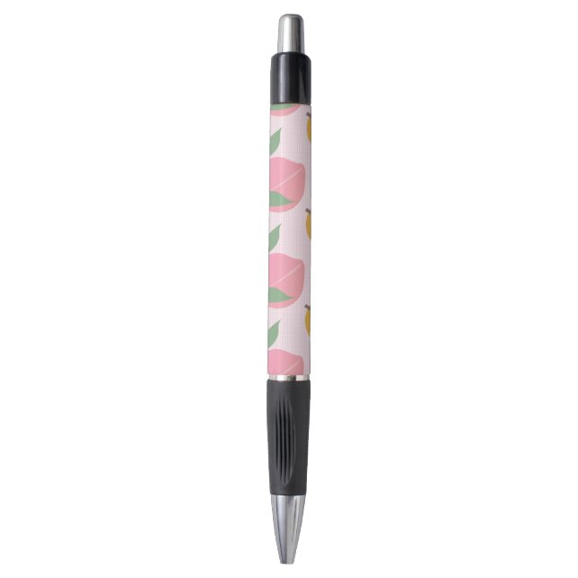 Stylo Cuire Pêcher Orange Fruit Motif rose (Devant (Vertical))