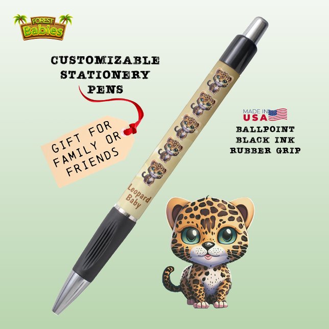 Stylo Cute Leopard Baby Kitten, Fun Kitty Chat 🐆 (Leopard Cub Whimsical Cartoon Graphic Wild Nature  Forest Animal Art Baby Kitten, Fun Kitty Cat 🐆🎁)