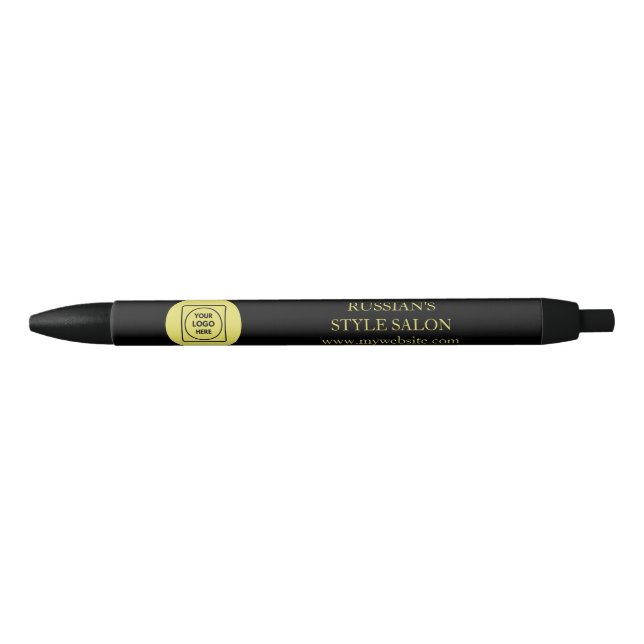 Stylo de branding professionnel moderne en or noir (Devant)