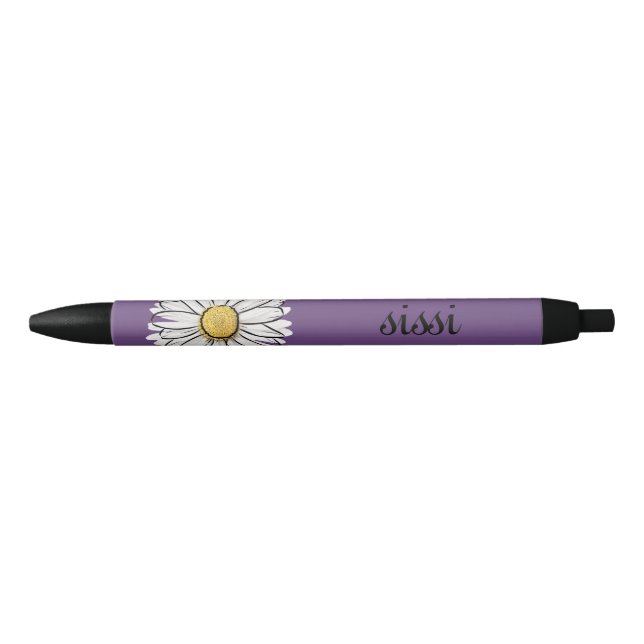 Stylo de marguerite jaune et violet personnalisé (Devant)