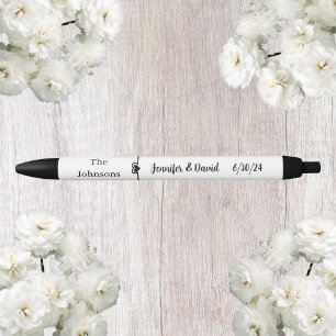 Stylo de mariage à script noir et blanc