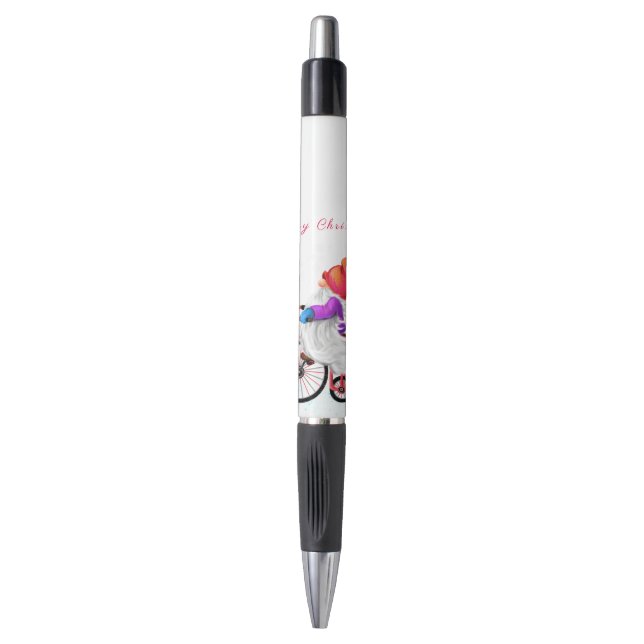 Stylo de Noël Gnome avec vélo et cadeau (Devant (Vertical))