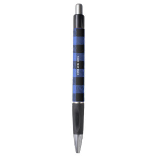 Stylo Décor à carreaux Buffalo bleu et noir en vichy à m