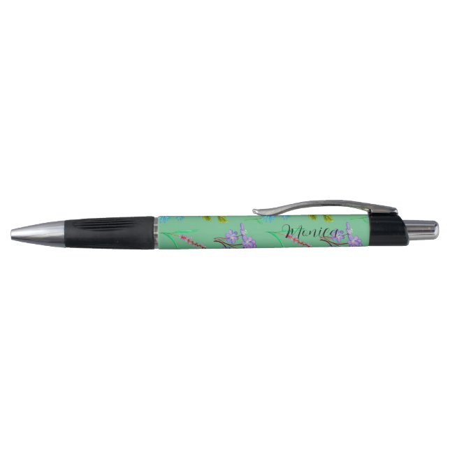 Stylo Délicate aquarelle fleurs sauvages en menthe (Haut)