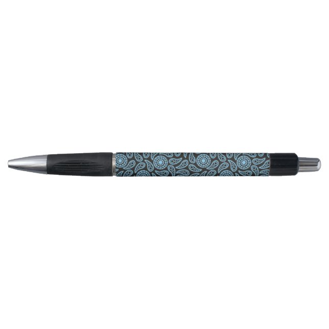 Stylo d'encre noir et bleu Paisley (Devant)