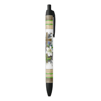Stylo D'Encre Noire À Croix Et Fleurs