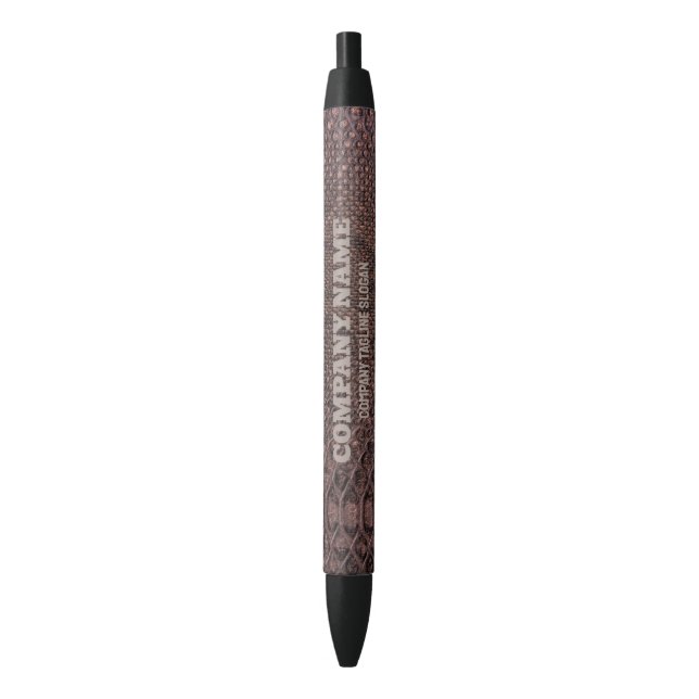 Stylo d'encre noire Brown Snakeskin (devant Vertical)