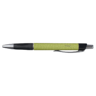 Stylo Denim Vert Monogramme Initiales Gris Moderne Cool