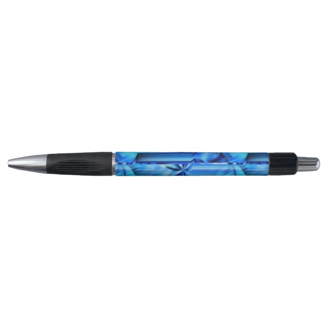 Stylo Design graphique transparent - bleu noir I (Devant)