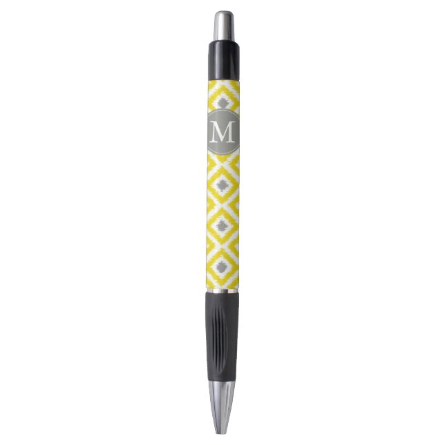 Stylo Diamants jaunes et gris monogrammes Motif Ikat (Devant (Vertical))