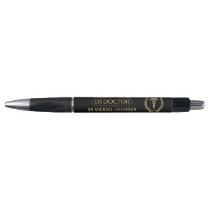 Stylo Docteur d'ER - symbole Médicale - noir et or