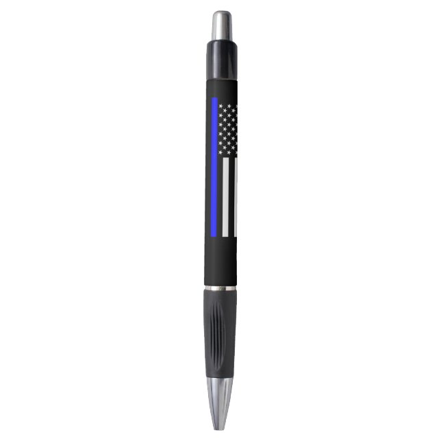 Stylo Drapeau américain Thin Blue Line graphique sur un (Devant (Vertical))