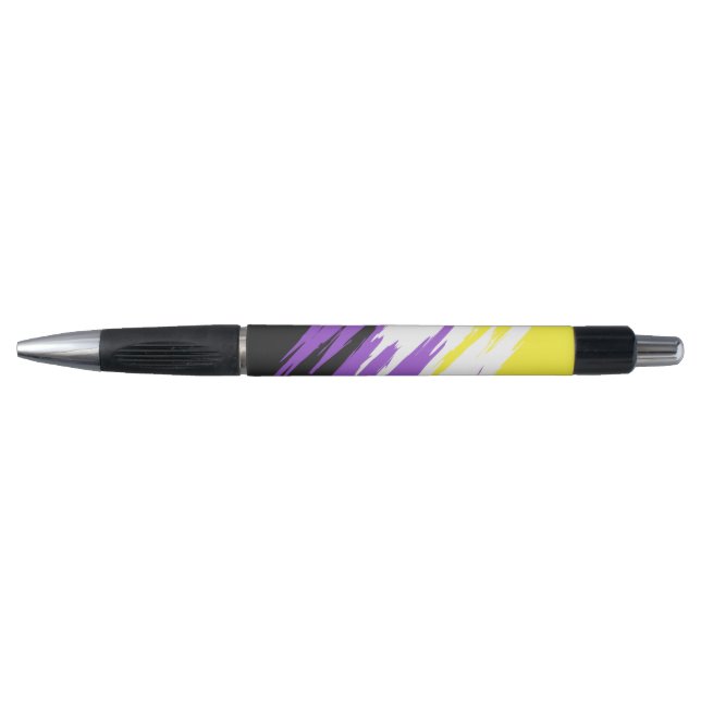 Stylo Drapeau de fierté non binaire funky grunge zigzag  (Devant)