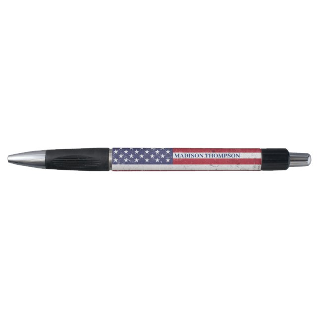 Stylo Drapeau vintage USA Patriotique Américain Rouge Bl (Devant)